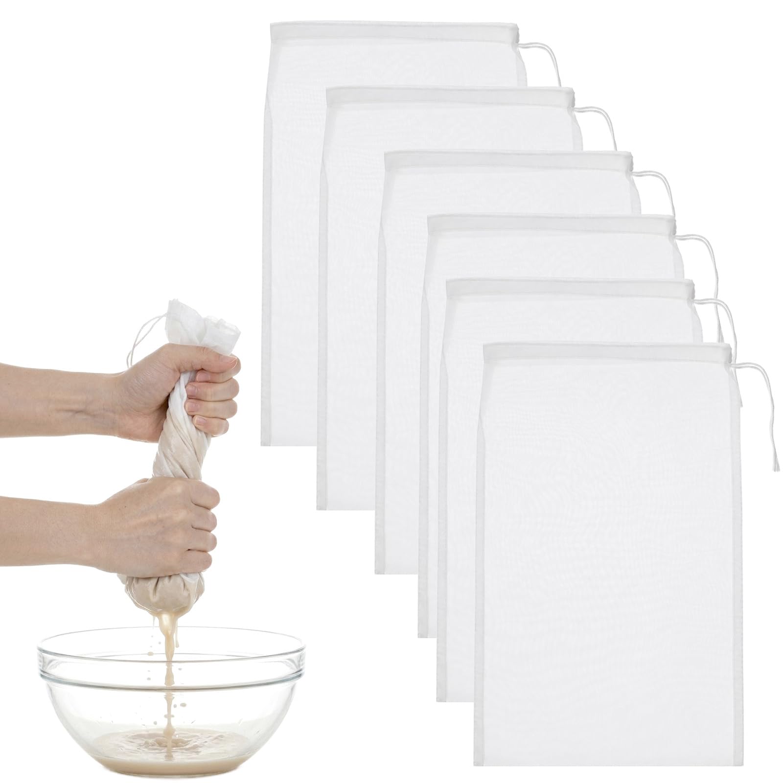 6Pcs Cheese Cloths for Straining 200 Mesh 12×8 Inches Nylon Nut Milk Bag