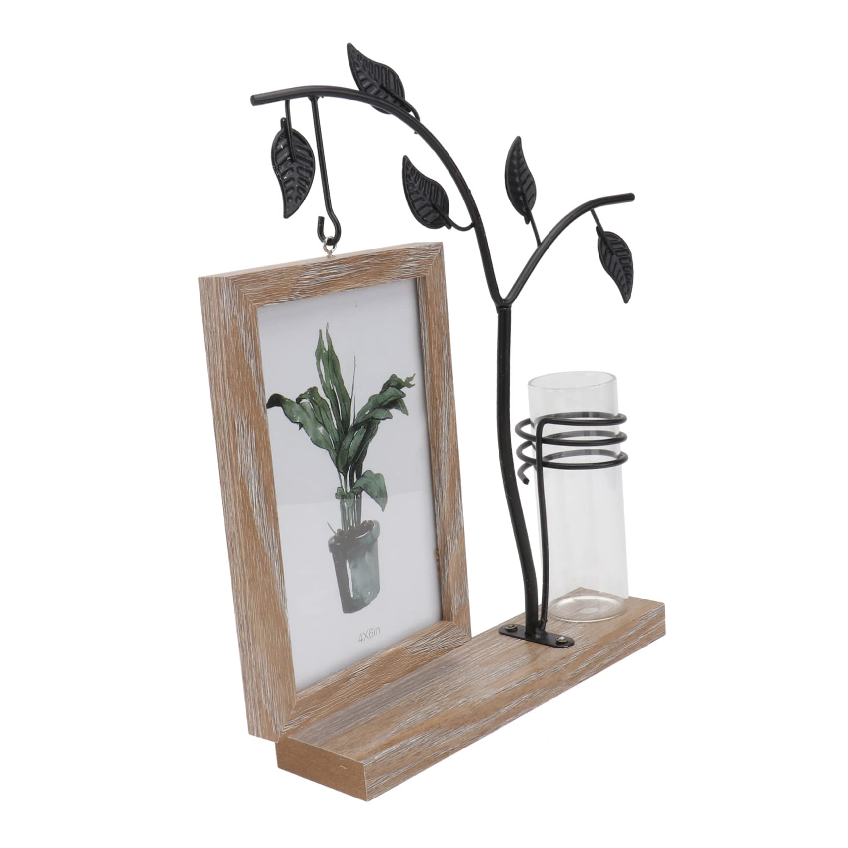 Marco de Fotos Doble Cara para Decoración del Hogar y Fiestas Botella de Vidrio de Hierro y Madera Estilo Nórdico, Juego de 1 Set