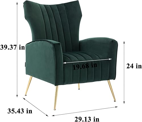 Miniatura 67 de Artechworks Silla decorativa curvada con patas doradas de metal dorado con brazo tapizado de terciopelo, silla moderna para sala de estar,