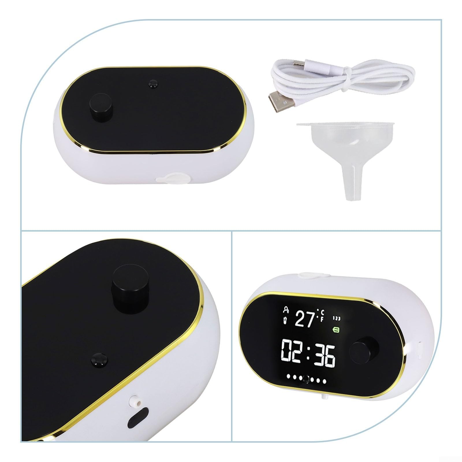 Dispenser automatico di sapone da 450 ml, montaggio a parete senza contatto, con display LCD e temperatura per cucina e bagno (schiuma bianca)