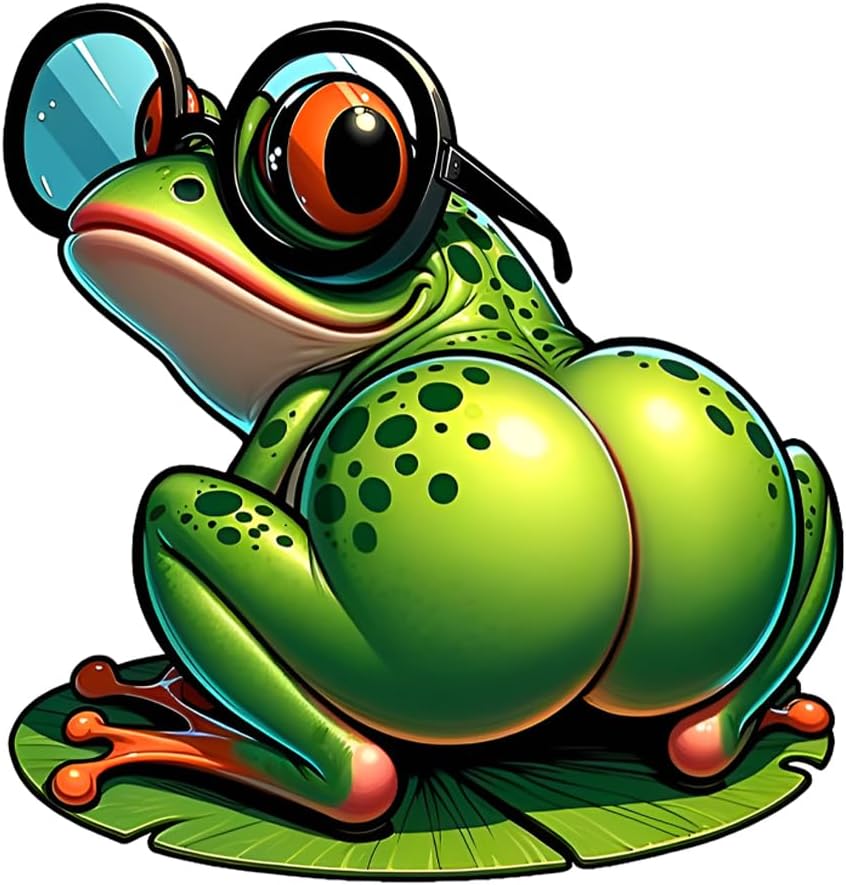 2 PCS Cute Frog Vinyl Decal - Waterproof Removable Stickers for Car, Truck, Laptop,Car Window, Bumper - Animal Decorative Sticker (A-219)