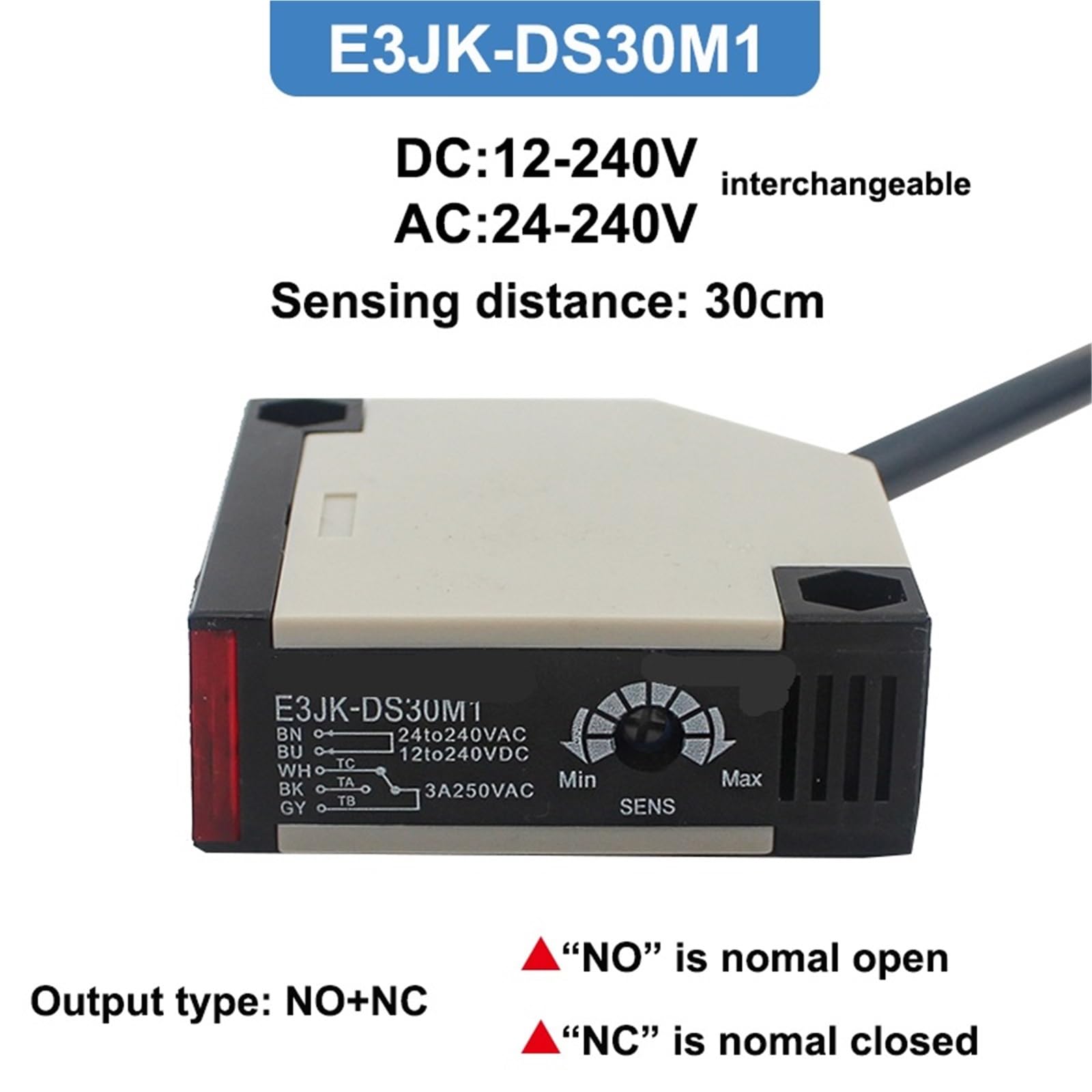 1 Stück 30 cm Schaltabstand E3JK-DS30M1 DC12-24V / AC90-250V Infrarot-Sensor mit diffusem Reflexionsschalter(DC12-240V AC12-240)