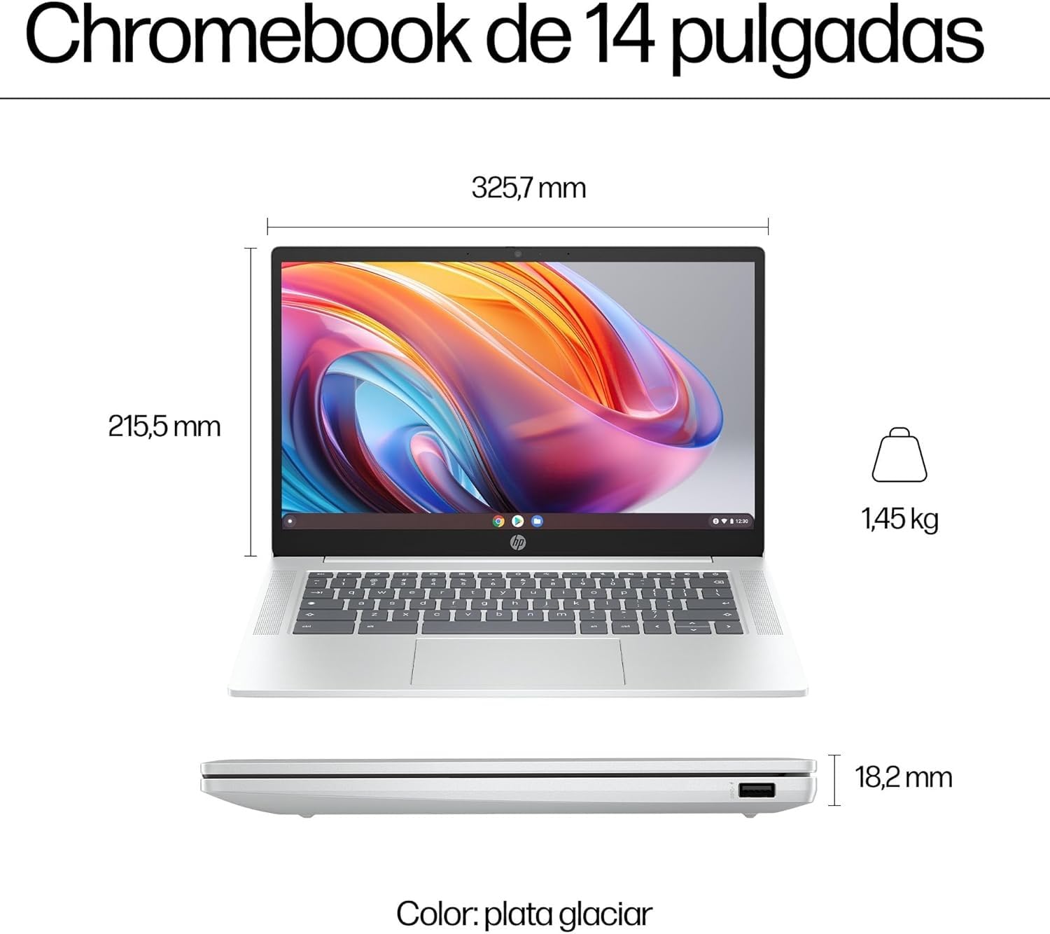HP Chromebook - Ordenador portátil de Google 14" FHD (Intel N100, 8GB RAM, 128GB eMMC, ChromeOS) + Suscripción Google AI Pro con Gemini Pro y 5TB de Almacenamiento Durante 3 Meses - QWERTY Español