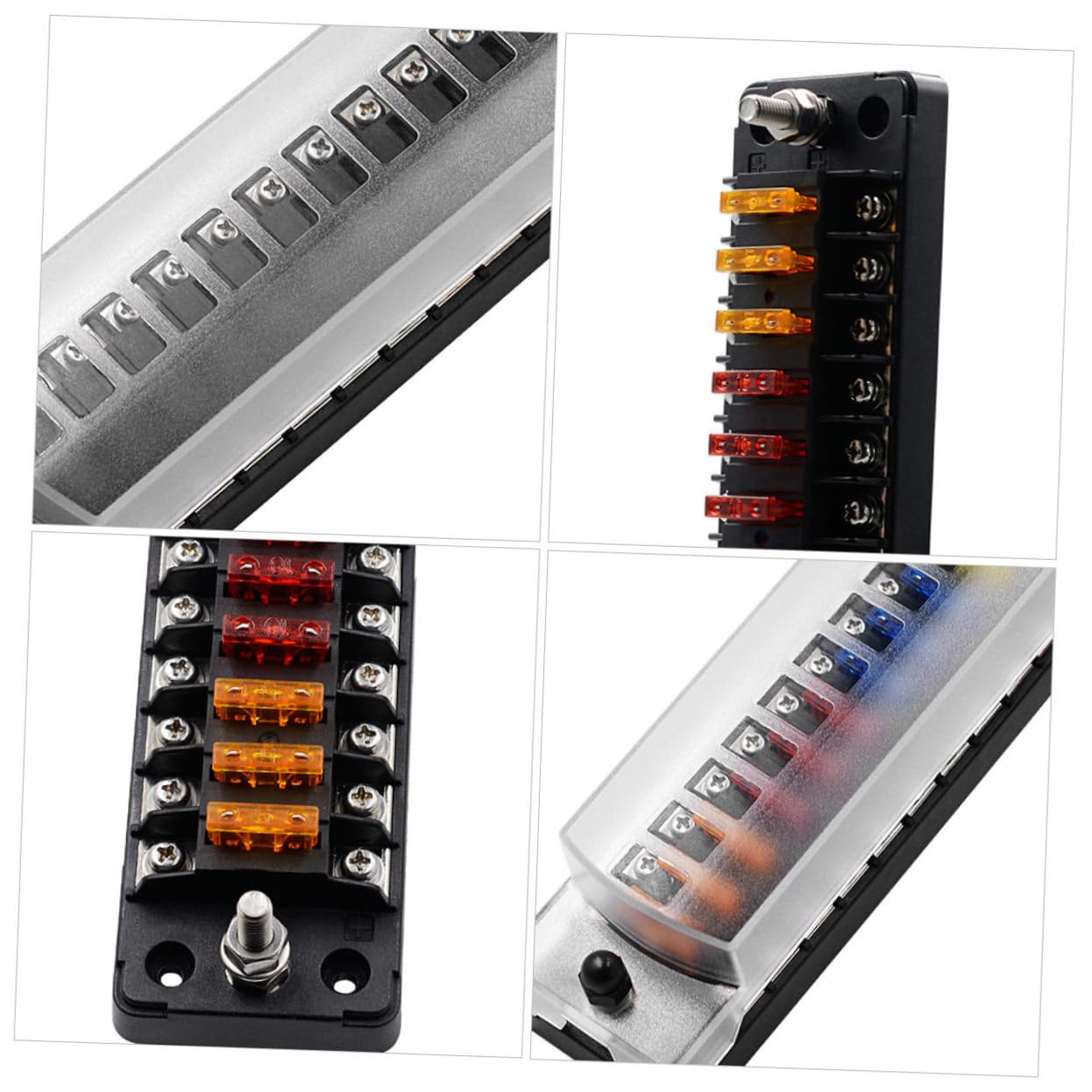 Cabilock 1pezzi Portafusibili Vie con Coperchio di Protezione per Auto Scatola dei Fusibili per Installazione Pannello con Indicatori Luminosi Integrati per Uso Pratico e Durevole