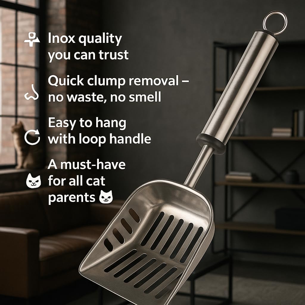 Flamingo Cat Litter Scoop Ian Stainless Steel - 31.5x14x4cm