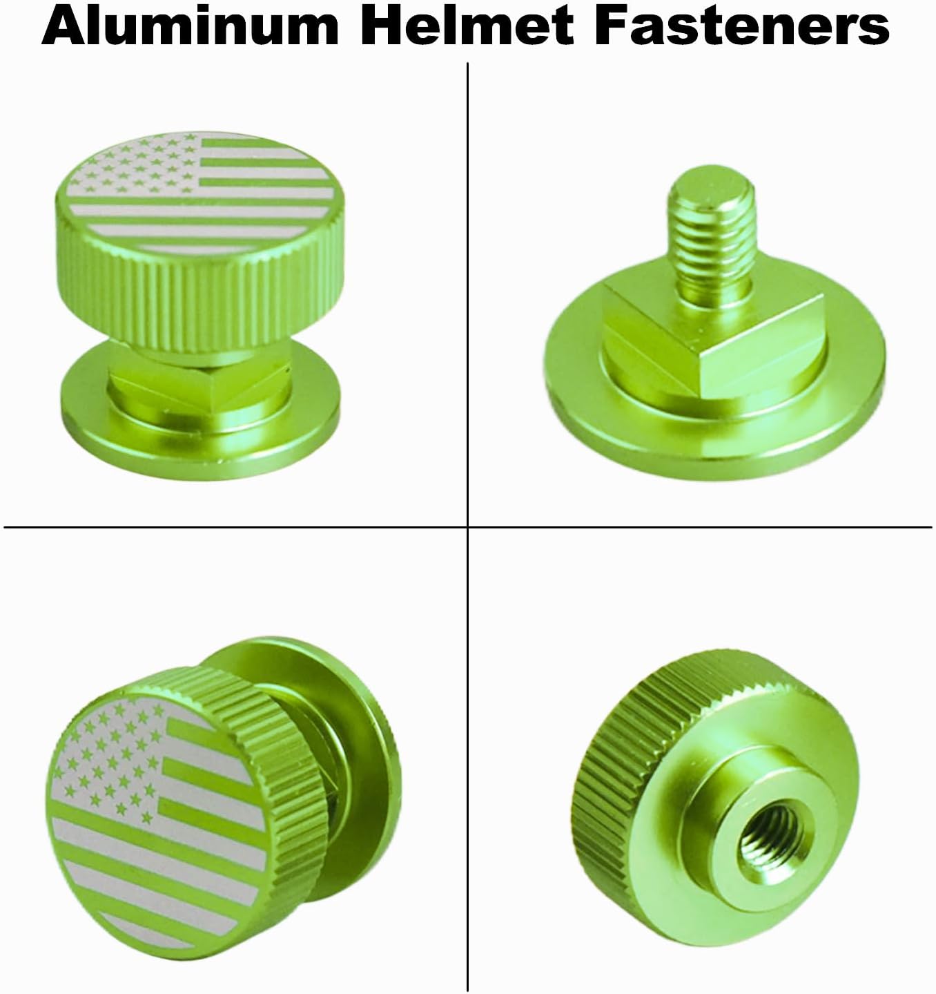 Welding Hood Pipeliner Helmet Fasteners, Green American USA Flag Pattern Aluminum Helmet Pipeliner Headgear Replacement Parts Accessories Screws Flip Hood, Anti-Rust and Durable