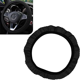 Pack-1 Car Steering Wheel Cover, Ice Silk 3D Massage Mesh Breathable Without Inner Ring Steering Wheel Cover, Elastic Easy Grip Anti-Slip Protector for 14.5"-15", Universal for Cars (Black)