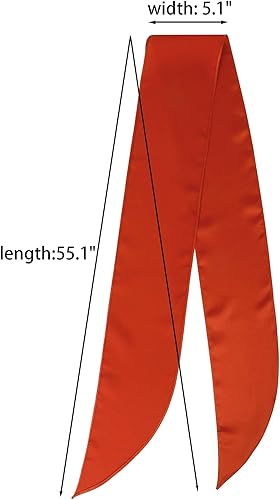 Vista 9 de GERINLY - Pañoleta larga de color liso, Pañoleta delgada, bufanda delgada, corbata para fiesta de disfraces de los años 50