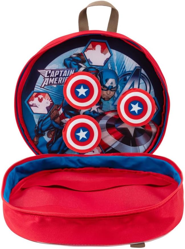 Marvel Captain America Dress Up Pack - Long Sleeve Costume Top Plus 3D Plastic Mask, Shield Backpack and Shield Accessories - Youth Medium Multi