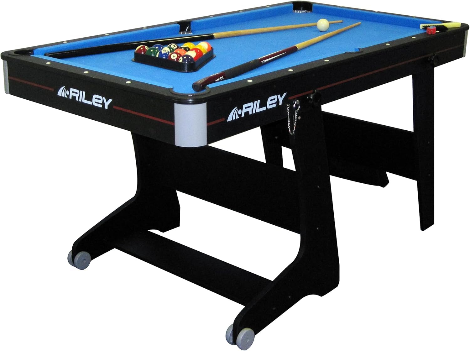 Riley 5ft 2-in-1 Klapp-Billardtisch – Innovatives Design mit Tischtennis- und Schreibtischfunktion – Bälle, Queues, Tischtennisplatte, Schläger, Bälle und Netz inklusive