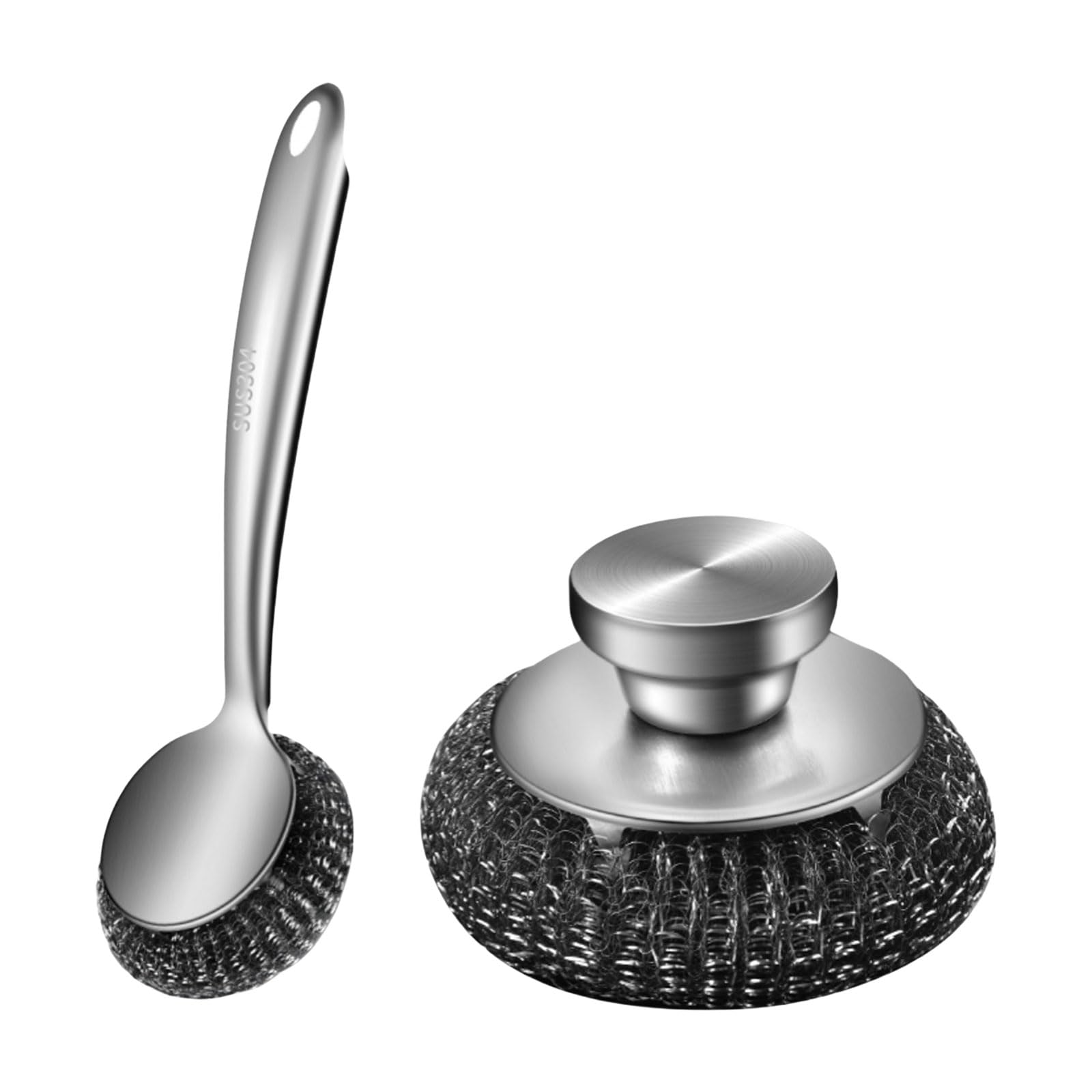 Stainless Steel Scrubber Brush Cleaning Brushes Set Long Time Use Metal Brush for Hard Surfaces Pots and Pans Scrubber