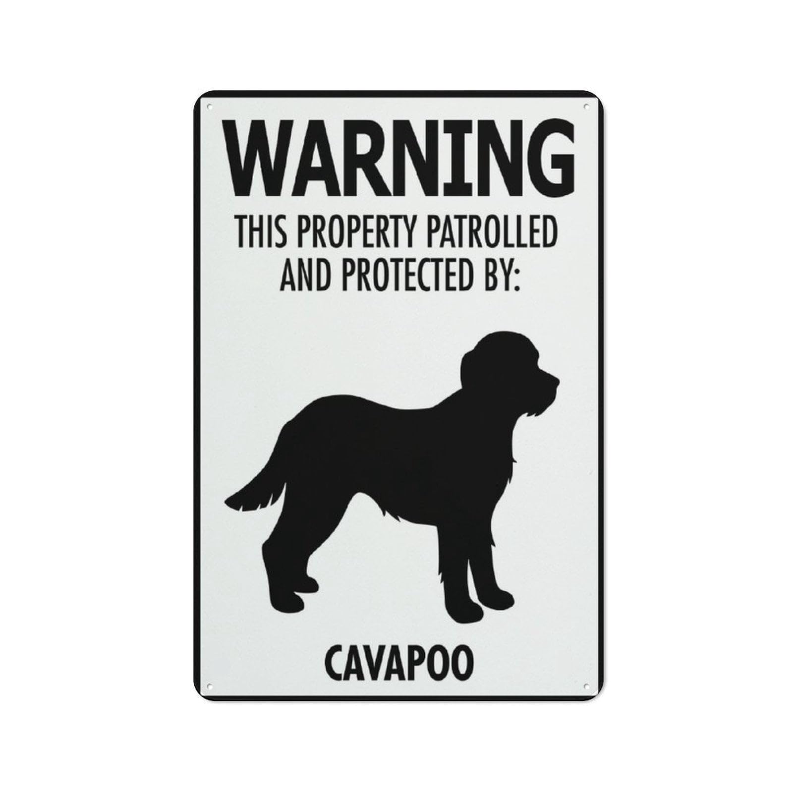 Warning - This Property Is Patrolled And Protected By Cavapoo Sign, 8x12 Inch UV-Printed Rust-Free Aluminum Yard Sign for Home, Business, Driveway Alert