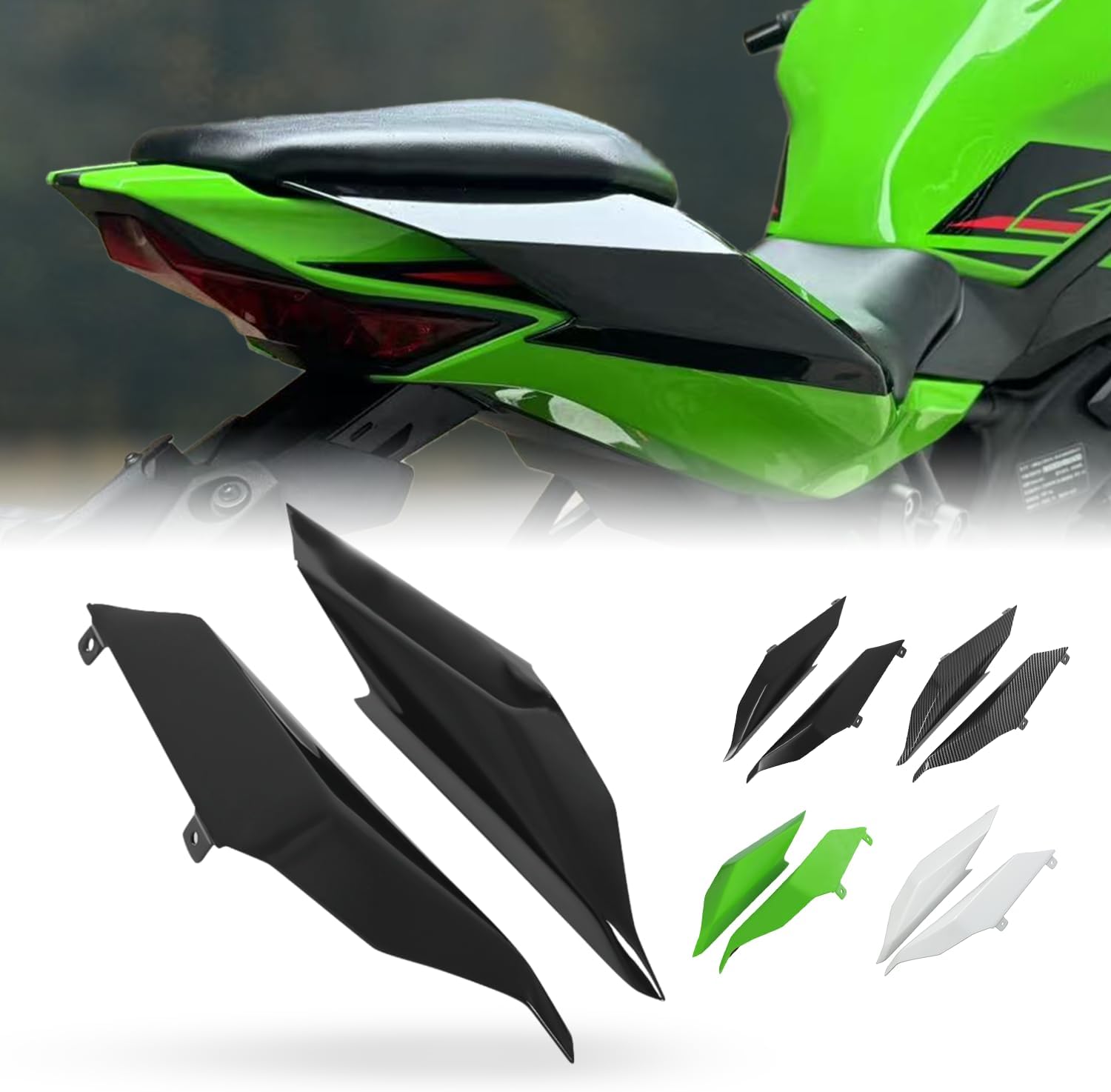 Motorcycle Rear Spoiler Wing Fairing Suitable For Kawasaki ZX-4R ZX-4RR ZX-25R/SE 2020-2024, Side Wind Fairing for Kawasaki (Bright Black)
