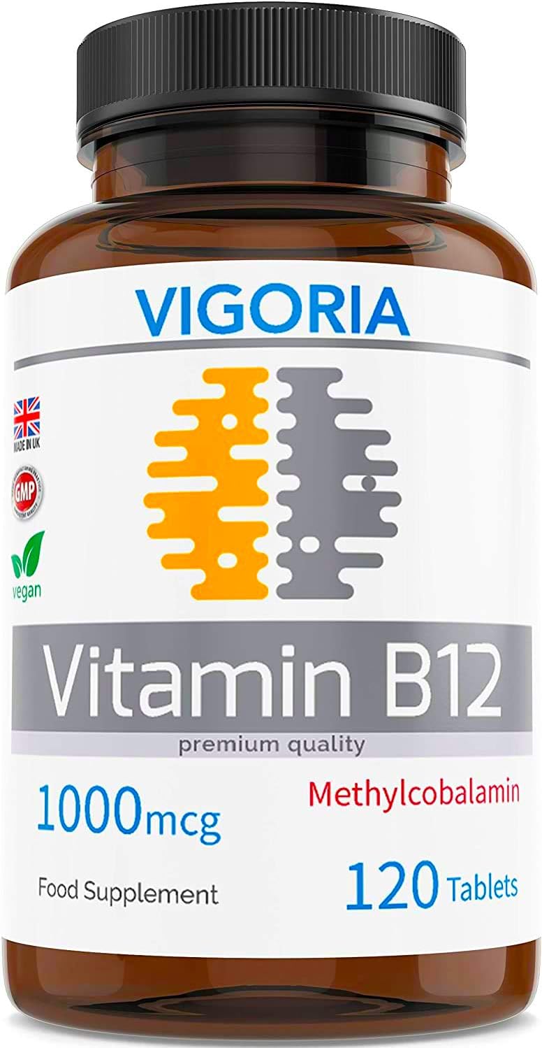 Vitamin B12 1000 mcg 120 Easy Absorption Methylcobalamin Tablets - Natural Energy - Tiredness and Fatigue Reduction - for a Healthy Nervous System and Immune System - Vegan - UK Made