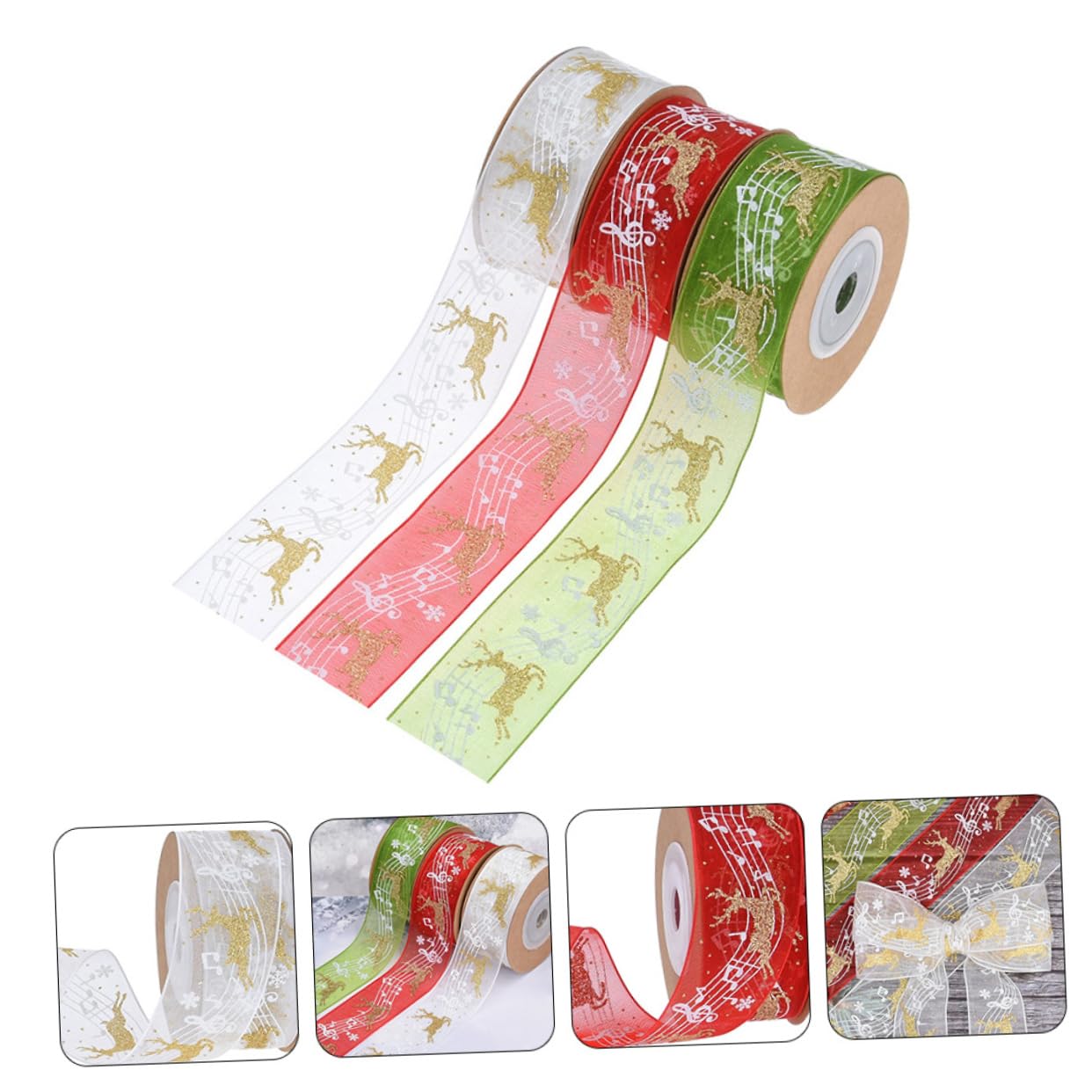 SHINEOFI 15stücke Teiliges Weihnachtsband Noten Und Elch-muster Pro Dekorative Ribbons Für Party-dekoration Für Bastelarbeiten Und Weihnachtsfeiern