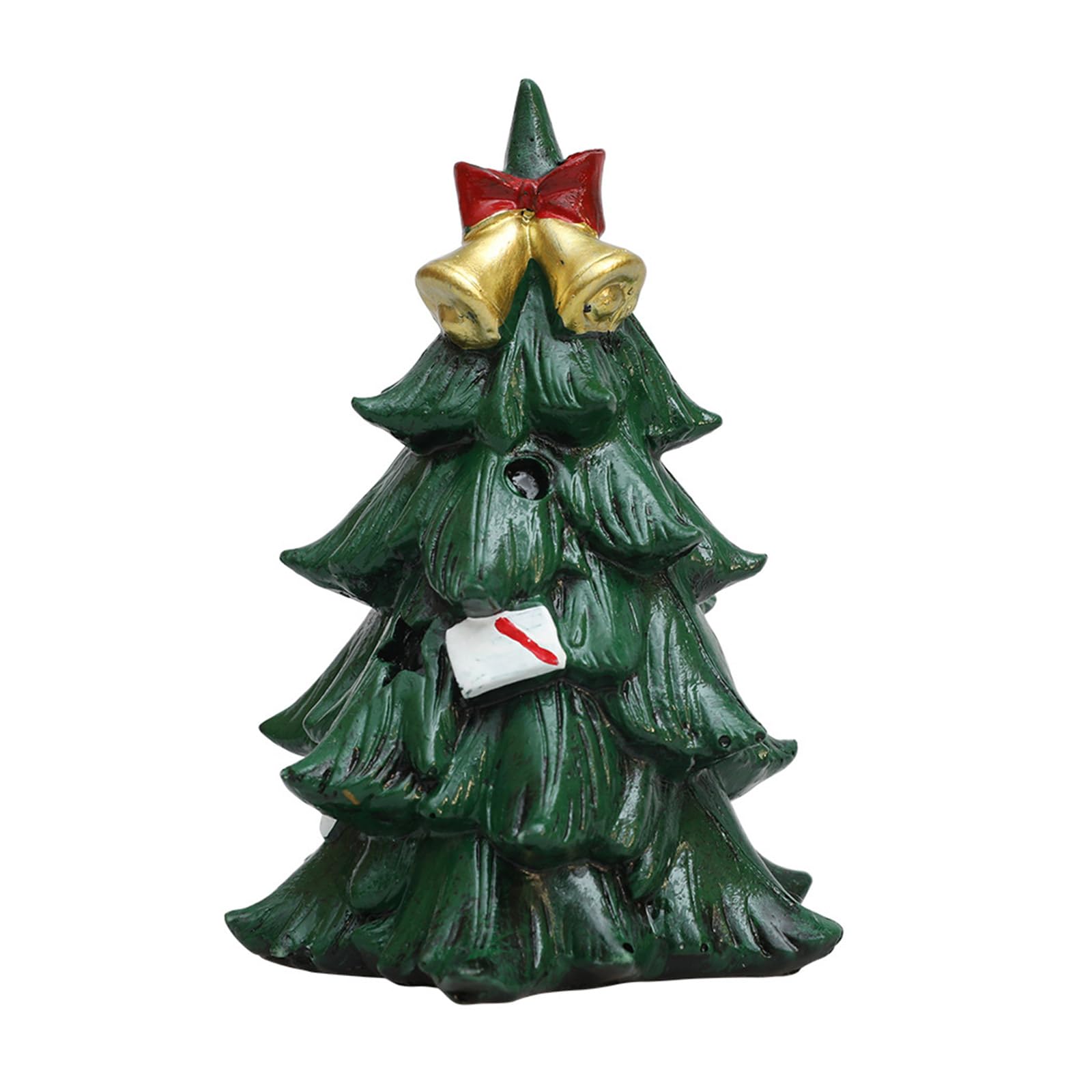 Jazuaiao Pleased Resin Christmas Tree Decors Miniature Christmas Tree with Star or Bells for Holiday Display Homes Decoration Realistic Artificial with Star Bells