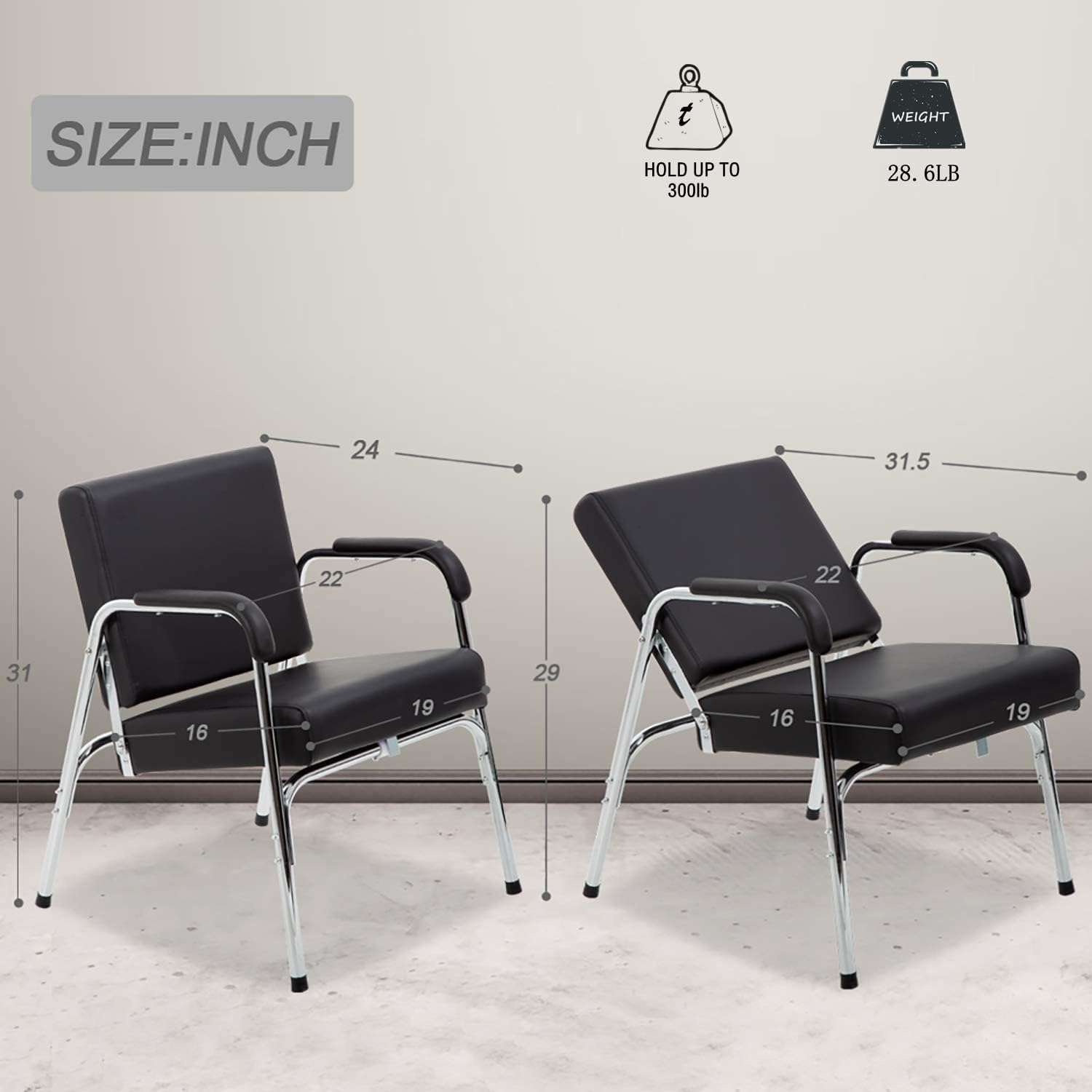 BSTOPHKL Salon Shampoo Chair Barber Chair Modern Fashion Auto Reclining Chair for Hair Stylist High Density Foam Cushions and Durable Steel Construction