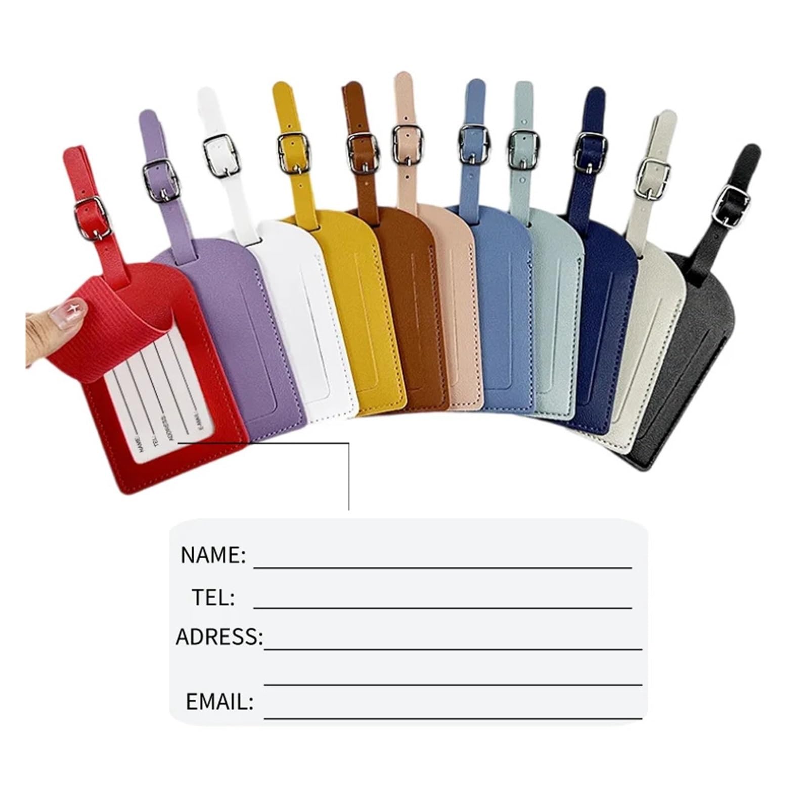Etiqueta de equipaje de cuero PU for hombre y mujer, identificador de maleta, etiqueta de equipaje, etiqueta de bolsa de embarque, nombre, dirección de identificación, accesorio de viaje, 2 uds. Etiqu