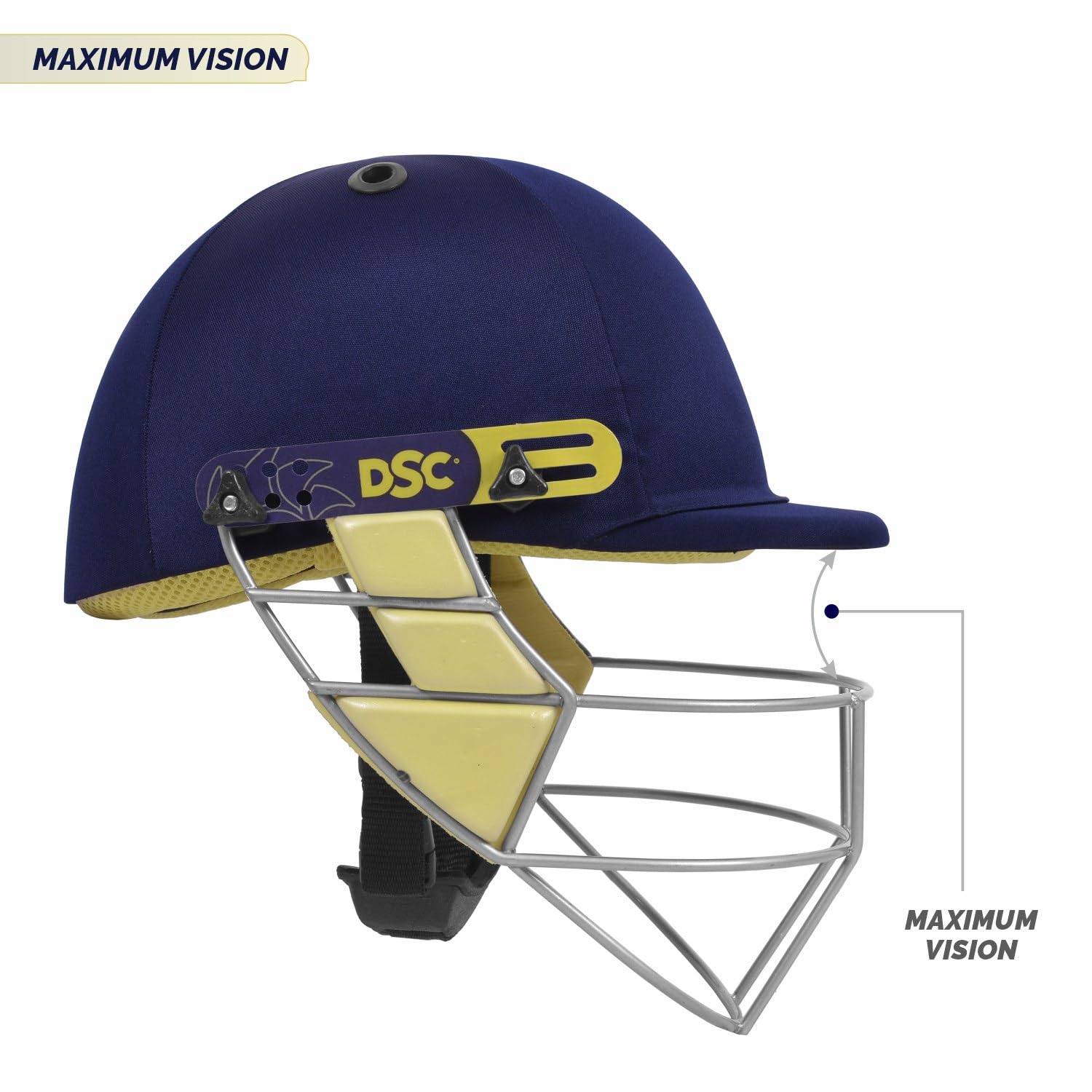 DSC Bouncer Cricket Helmet | Navy Blue | Size: Medium | For Men & Boys | Steel Grill | Adjustable Back Support Strap | Removable and washable sweatband | Lightweight