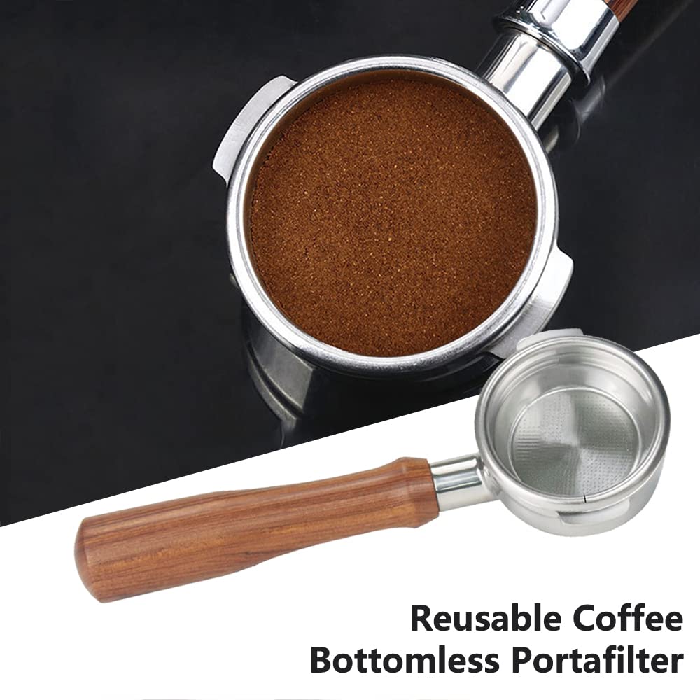Portafiltro sin fondo de acero inoxidable de 58 mm con cesta de filtro de taza, apto para cafetera espresso Breville, dos orejas, tipo A