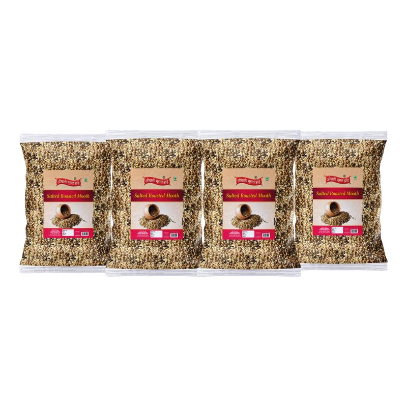 OKHLI MUSAL BRAND Roasted Salted Whole Muth/Matki/Sprouted Roasted Salted Moth bean Namkeen Snack | Nagpur Chatpata Moth Matki Roasted | Roasted Dew Bean Namkeen Savoury Snack-1Kg*4Pack