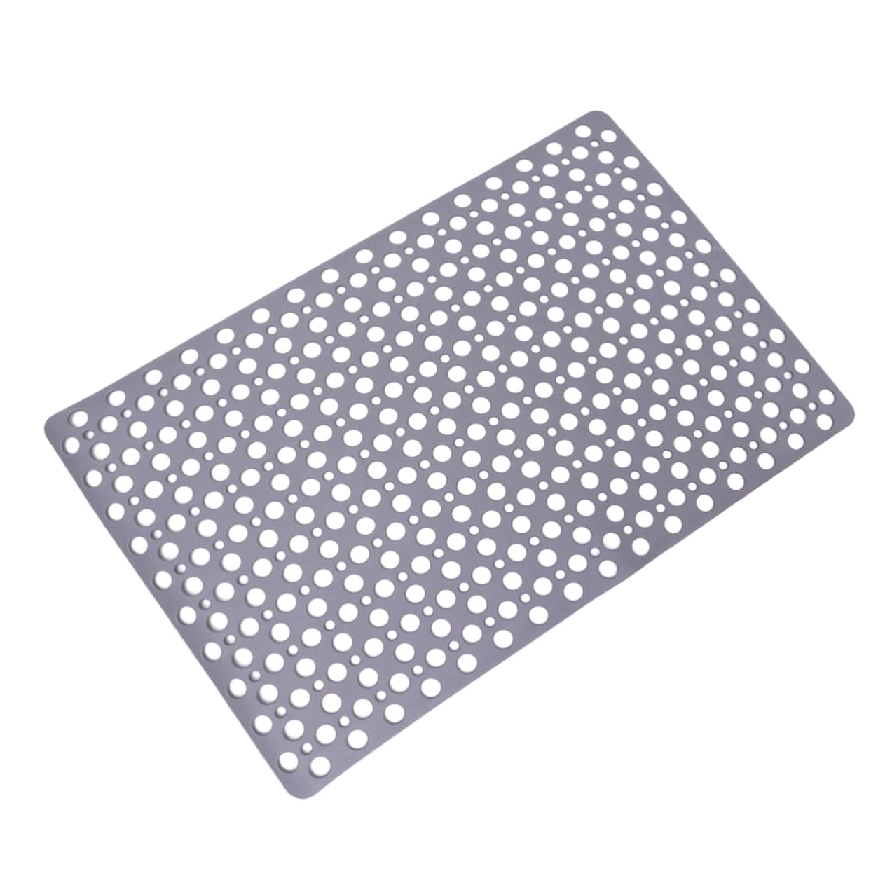 Alfombra de Ducha Antideslizante Ventosa, Hueca, PVC | 60 X 90cm, Gris, para Casa y Hotel, Diseño Perforado para Uso en Cabina