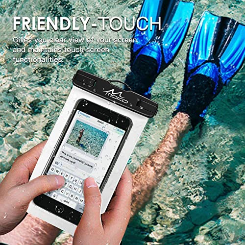 Moko Waterproof Phone Pouch Holder 2Pack, Underwater Cellphone Case Dry Bag With Lanyard Armband Compatible With Iphone 14 13 12 11 Pro Max X/Xr/Xs/Se 3, Samsung S21/S10, Black+White #TOP3