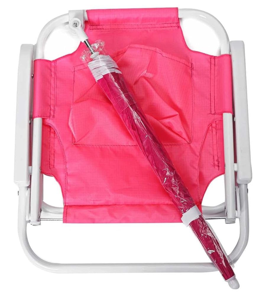 Sedia con Ombrellone Sediolina Portatile per Bambini Pieghevole Relax Mare Spiaggia Giardino Protezione Raggi Solari Rosa