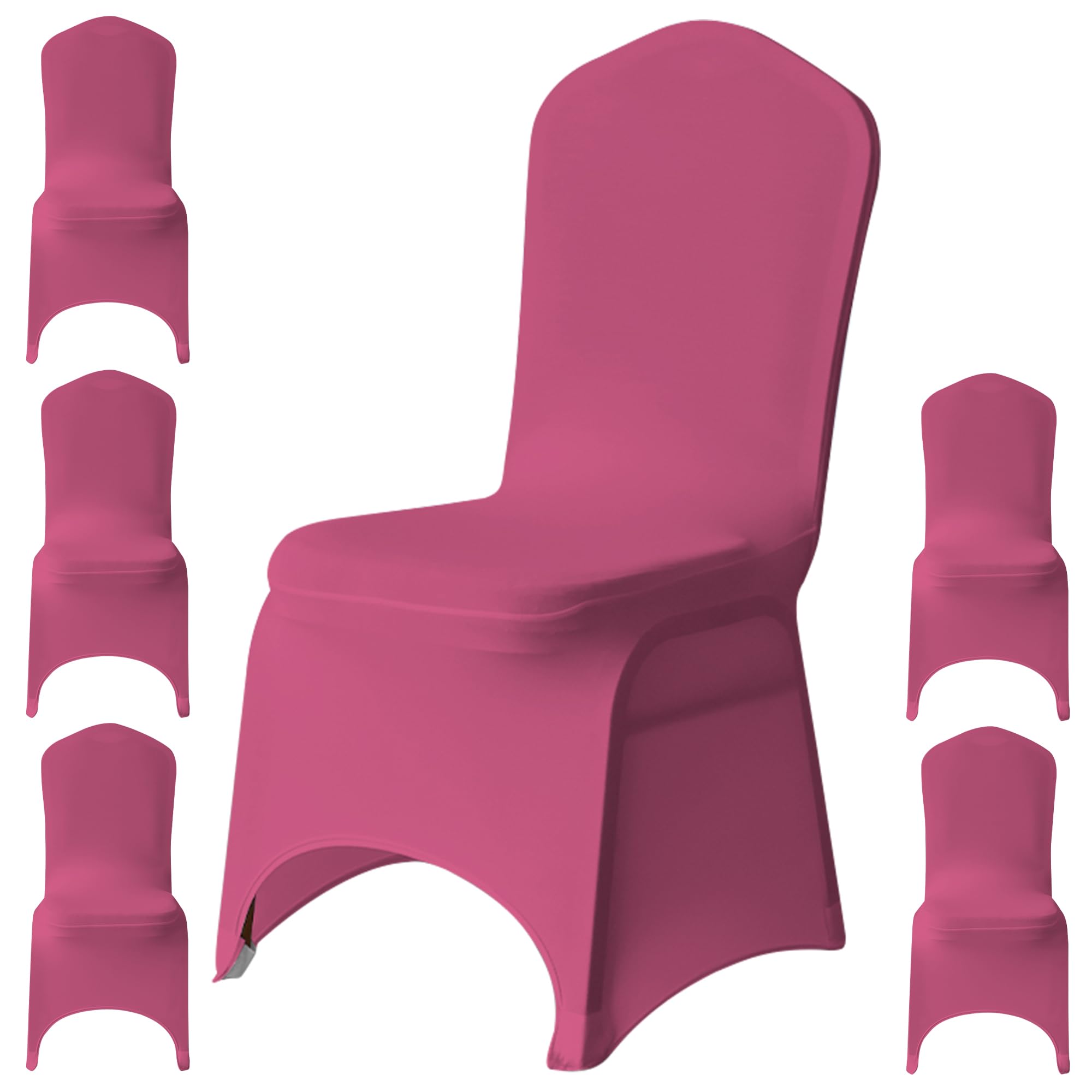 WedDecor Universal Wedding Chair Covers, 6Pcs Fuschia Spandex Stretch Dining Chair Slipcovers, Washable Banquet Chair Covers for Parties, Events & Celebrations — image 1