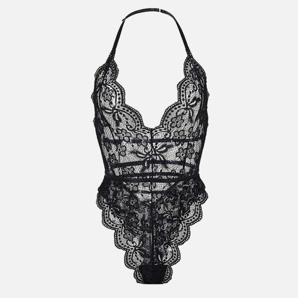 Conjunto de lencería Sexy Lencería para Mujer Vestido Sexy Lencería Sexual Tirantes Lencería de Encaje Transparente Babydoll (Blanco L) (Negro XL)