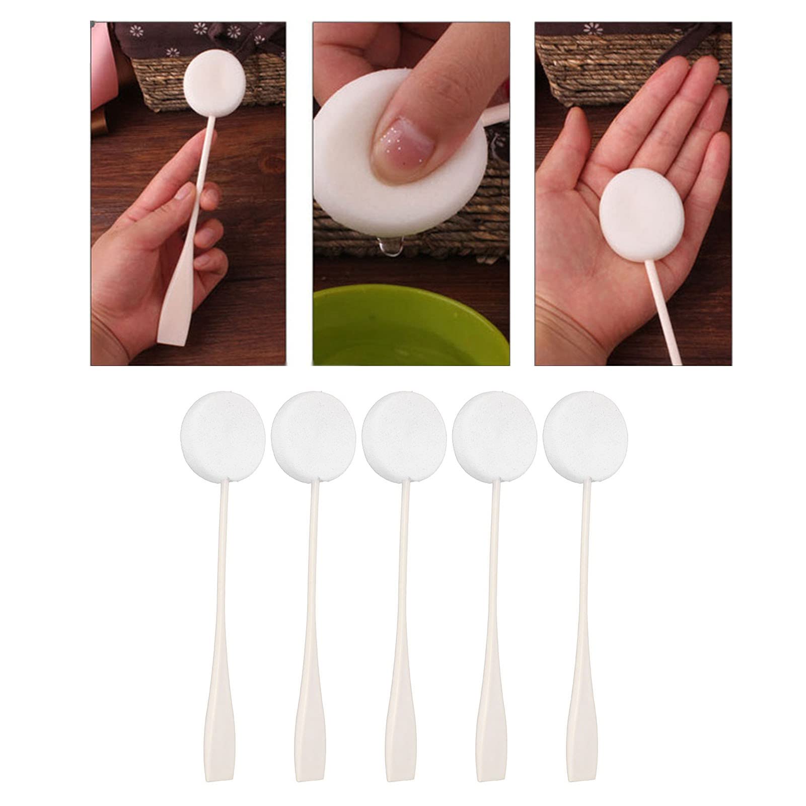 Powder Puff, 5Pcs Long Handled Ultra Soft Washable Velour Fluffy Body Powder Puffs - Image 4