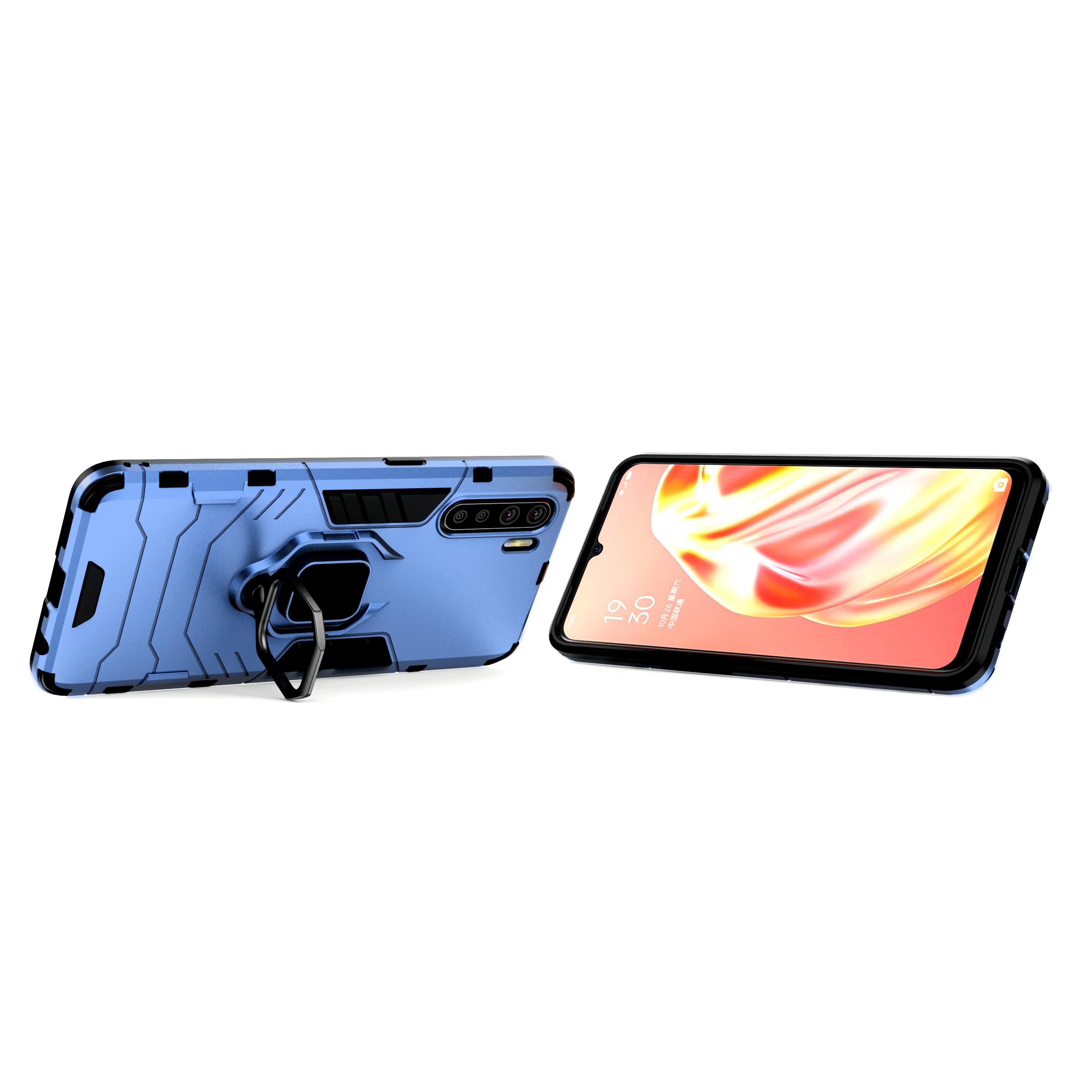 SORAKA Custodia Per OPPO A72/A52 Con Anello Metallico E Supporto Magnetico - Paraurti TPU E Cover Rigida PC, Nero