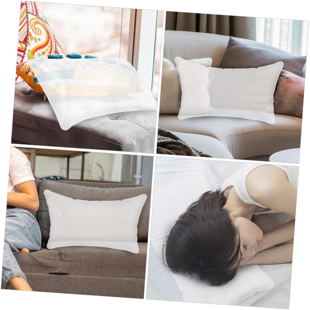 Portable Camping Pillow Insert Inflatable Lumbar Support for Travel Sofa Pillow Inserts
