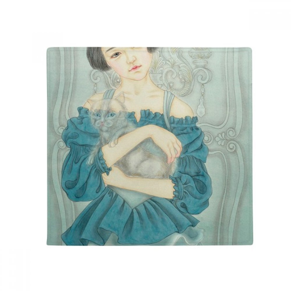 Tapis de sol 60x60cm bleu pour cuisine et salon design beauté chinoise