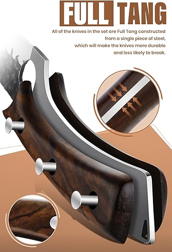 Miniatura 3 de Purple Dragon Juego de Cuchillos de Carnicero – Juego de 9 Piezas de Cuchillos de Chef – Cuchillos de Chef Serbios Forjados a Mano Cuchilla de