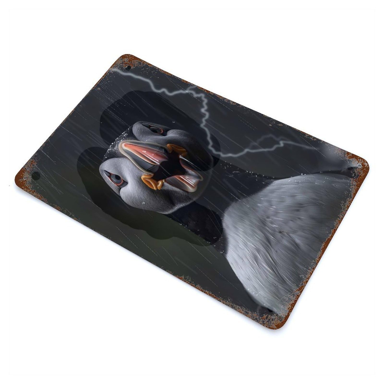Atlantic Puffin Lightning Retro Metal Sign 11.8"x7.9", Ideal for Cafe, Home Bar And Lounge Decor