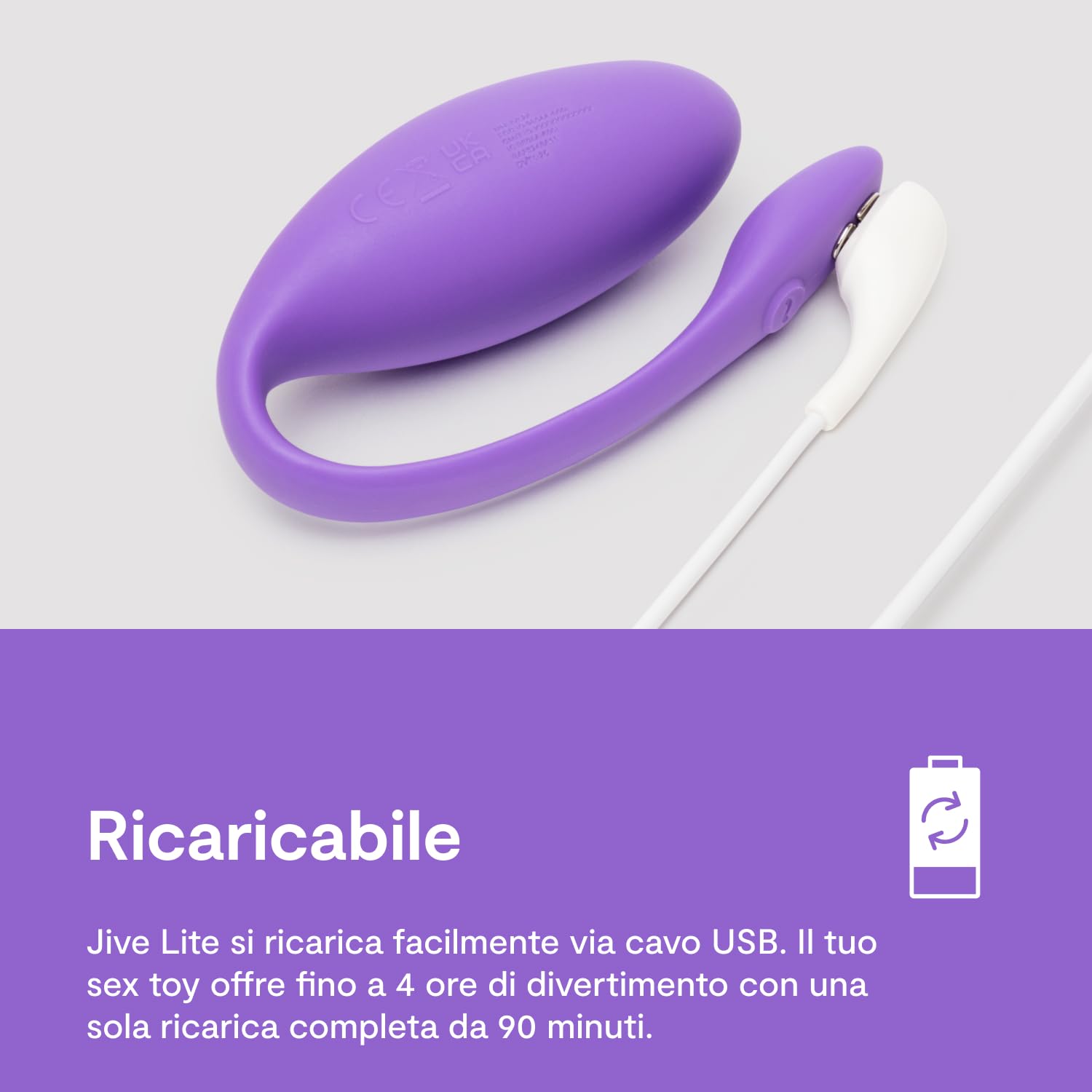 We-Vibe Jive Lite Vibratore per il punto G indossabile - Uovo vibrante - Sex toy vibrante per adulti e coppie - Controllo tramite app - 10 livelli di intensità - Impermeabile - Viola