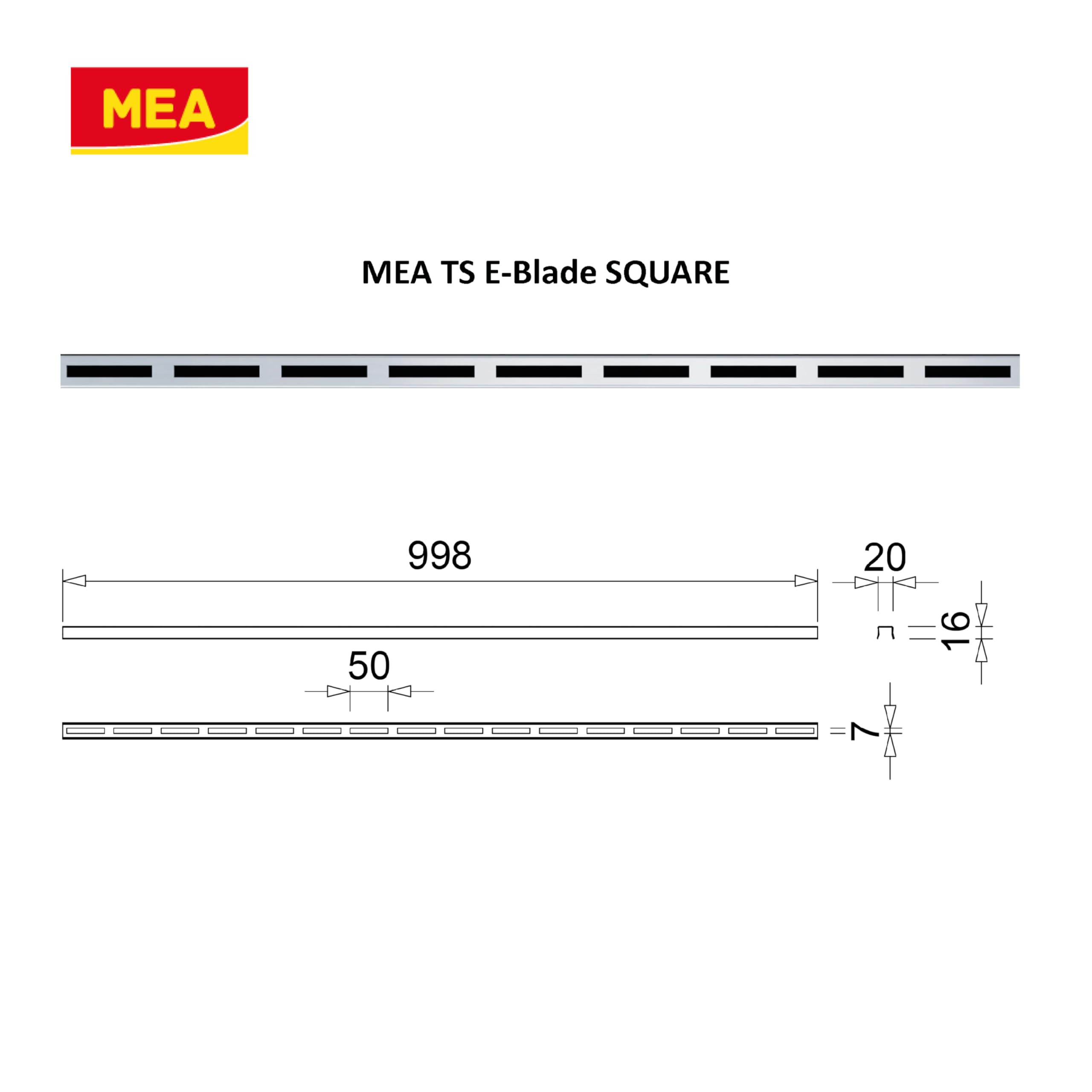 MEA Pack de 6 Caniveaux Extérieurs MEAPARK – Grille à Fente en PP Recyclé + Profil E-Blade S en INOX – Drainage Terrasse, Piscine, Jardin – Classe A15 Piéton – Largeur utile 10 cm