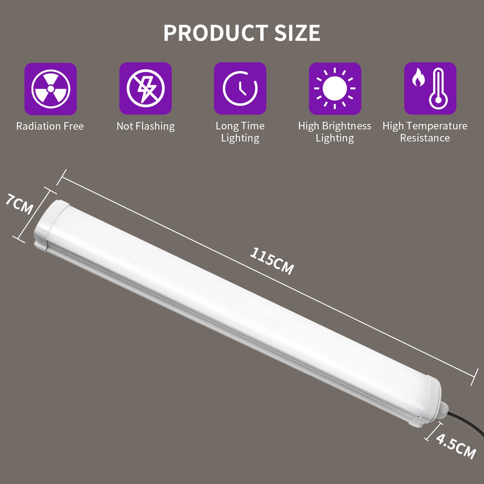 Viugreum Fluorescente LED 115cm 2 Packs, 40W 4800LM Neon Led Tubo, Neon Led Garaje Blanco Neutro 4500K, IP65 Impermeable Luz de Techo LED para Oficina Garaje Taller Sótano Almacén Baño Cocina