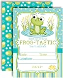 Amanda Creation Little Frog Birthday Party Invites - Frog-Tastic Invitations for Boys, 20 5x7 Double Sided Fill-In Cards with Twenty White Envelopes Kids Party Supplies