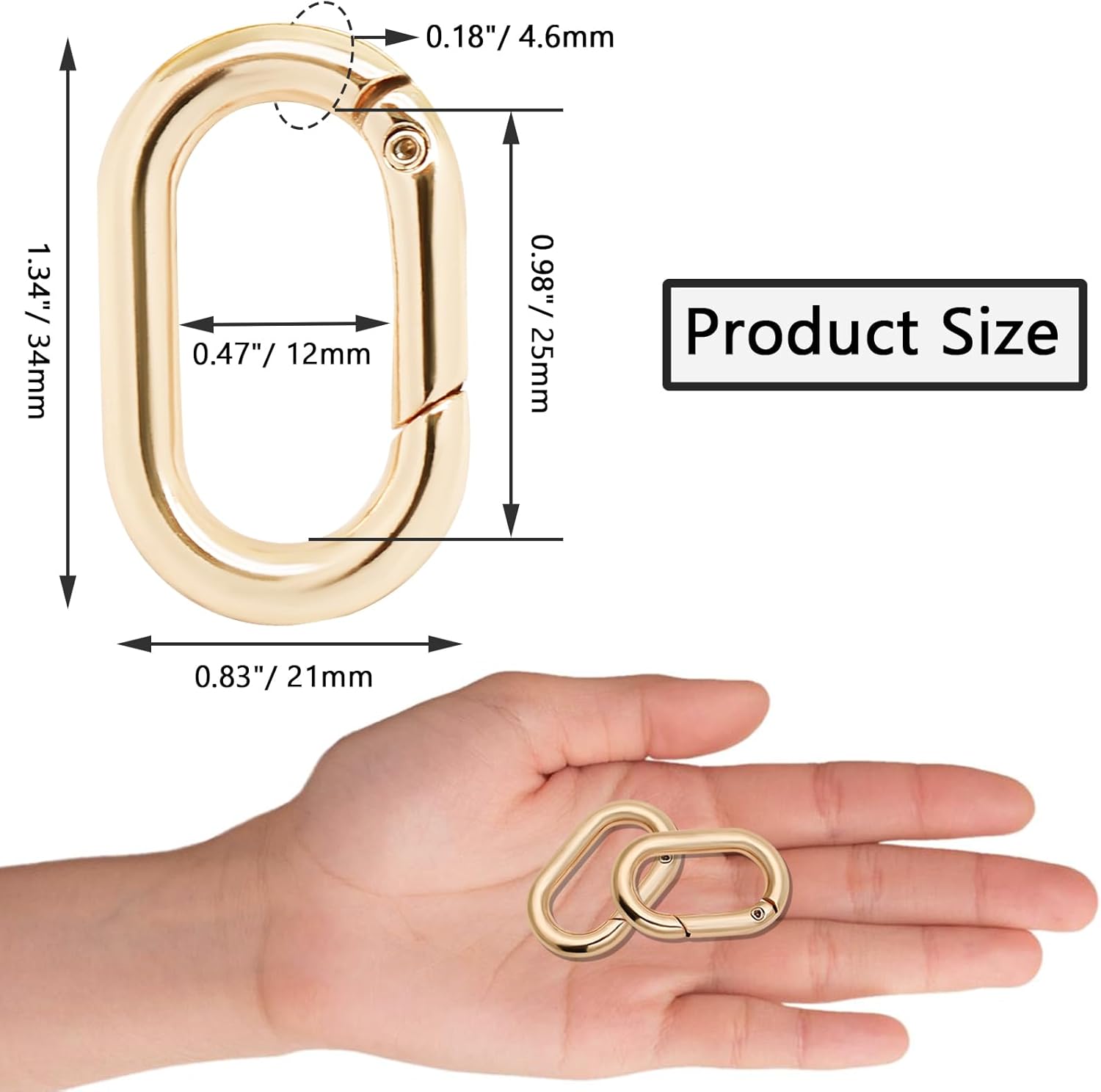 Hordion 10pcs Spring Key Ring Tiny Carabiner Clip, Oval Spring Clasp Connector Snap Hooks Fastener for Bags Purses Keychain Dog Tag Clips - Image 2