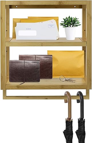 Miniatura 3 de Sorbus Estante de bambú montado en la pared para baño, cocina y más