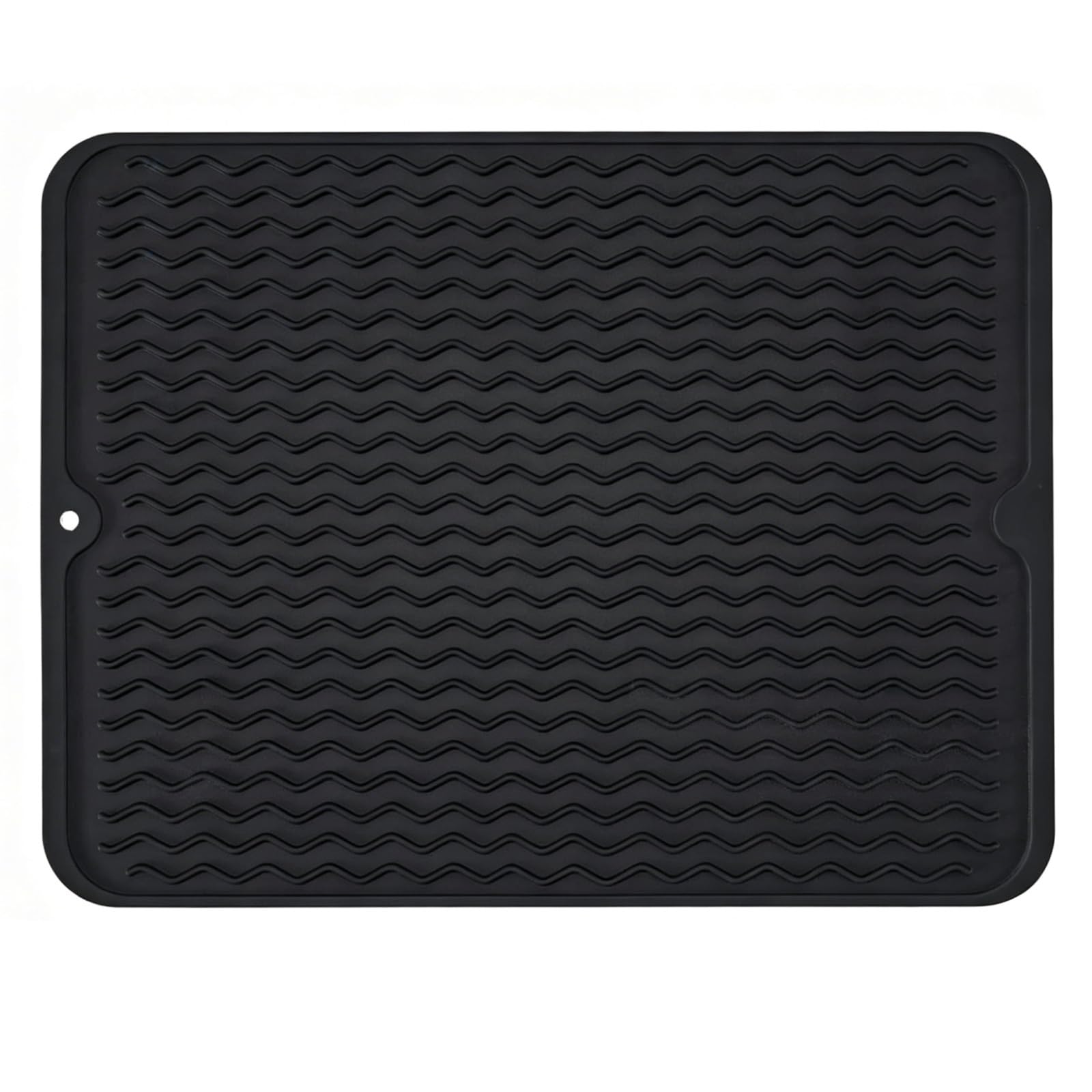 Abtropfmatte aus Silikon, hitzebeständig, Untersetzer, Abtropfschale, große Tassenuntersetzer, Rutschfester Topflappen, Küchenzubehör for die Arbeitsplatte(Black 50x40cm)