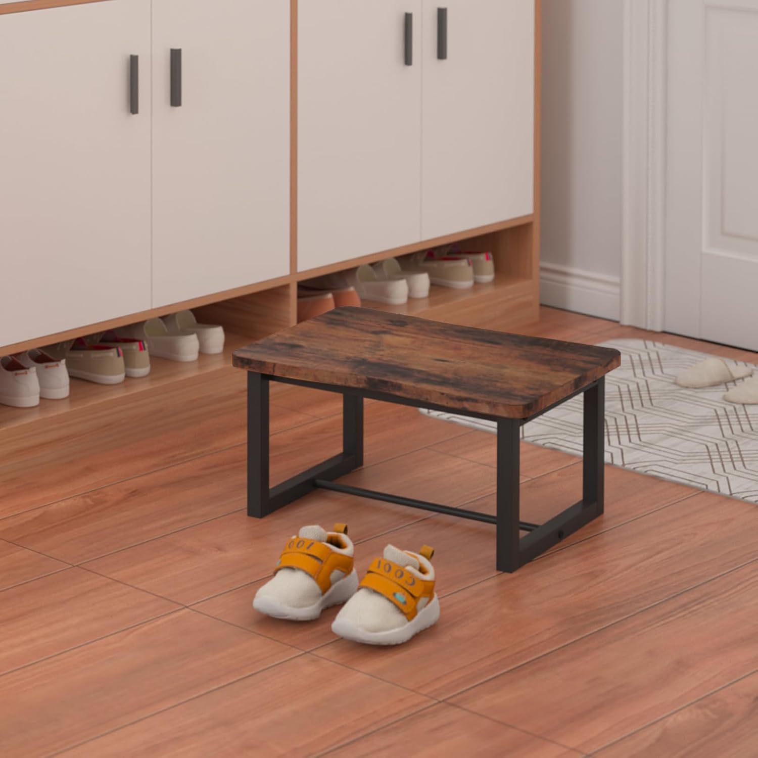 Wooden Step Stool,Stepping Stool for Adult & Kids，Wood One Step for Kitchen, Bedroom, Living Room, Bathroom Hold up to 500lbs