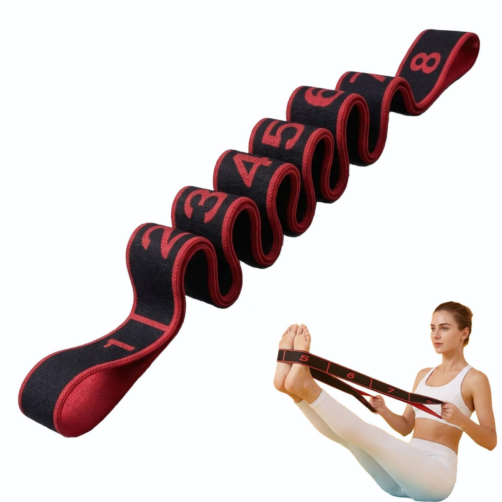 8-Section Numbered Elastic Resistance Band, Stretch Band for Exercise Resistance Band for Workout for Yoga Home Gym Training-image-22