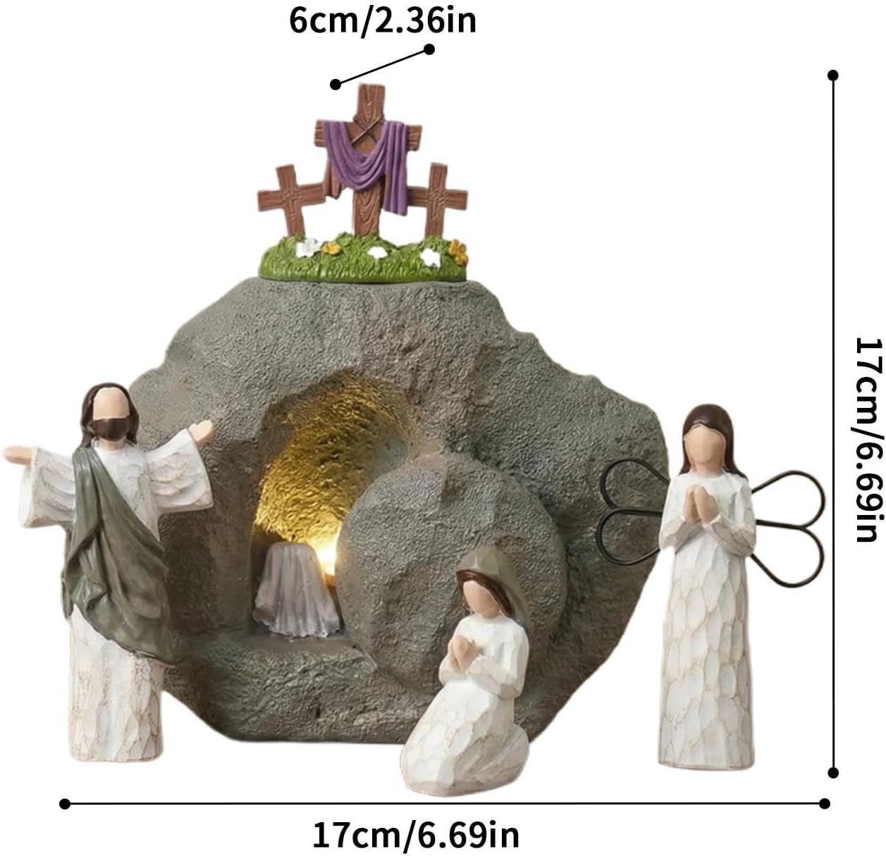 Easter Resurrection Scene Set - Christian Empty Tomb Decor Sign, Religious Spring Display for Home Church Mantle Shelf, Faith Inspired Tabletop Ornament, Decorative Piece for Seasonal