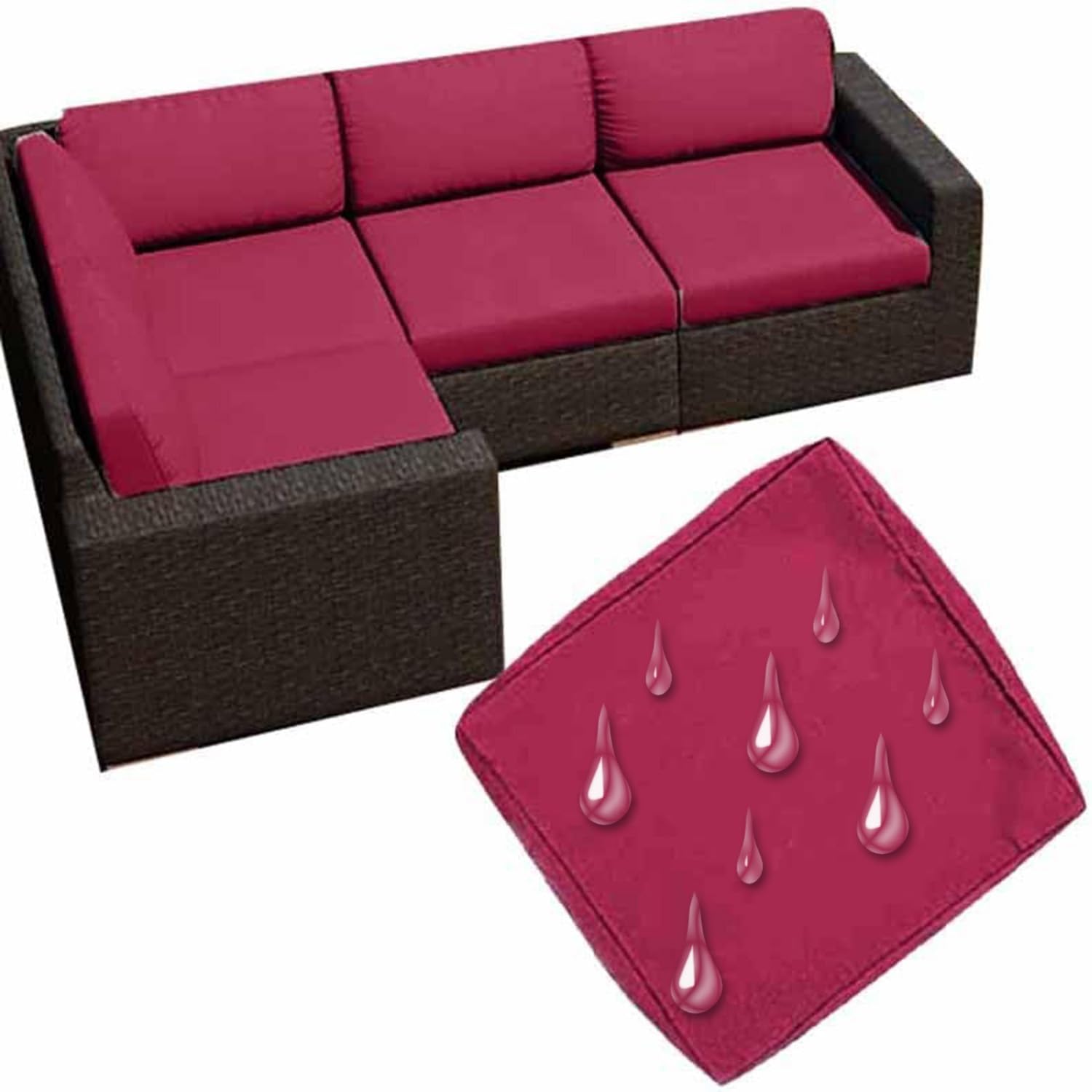 Uwobtn Color23 Replacement Outdoor Cushion Covers Waterproof, 50X50 60X60 Garden Sofa Seat Cushion Slipcover With Zipper, Removable Patio Cushion Covers For Indoor Outdoor Rattan Furnitur(,50X50x5cm)