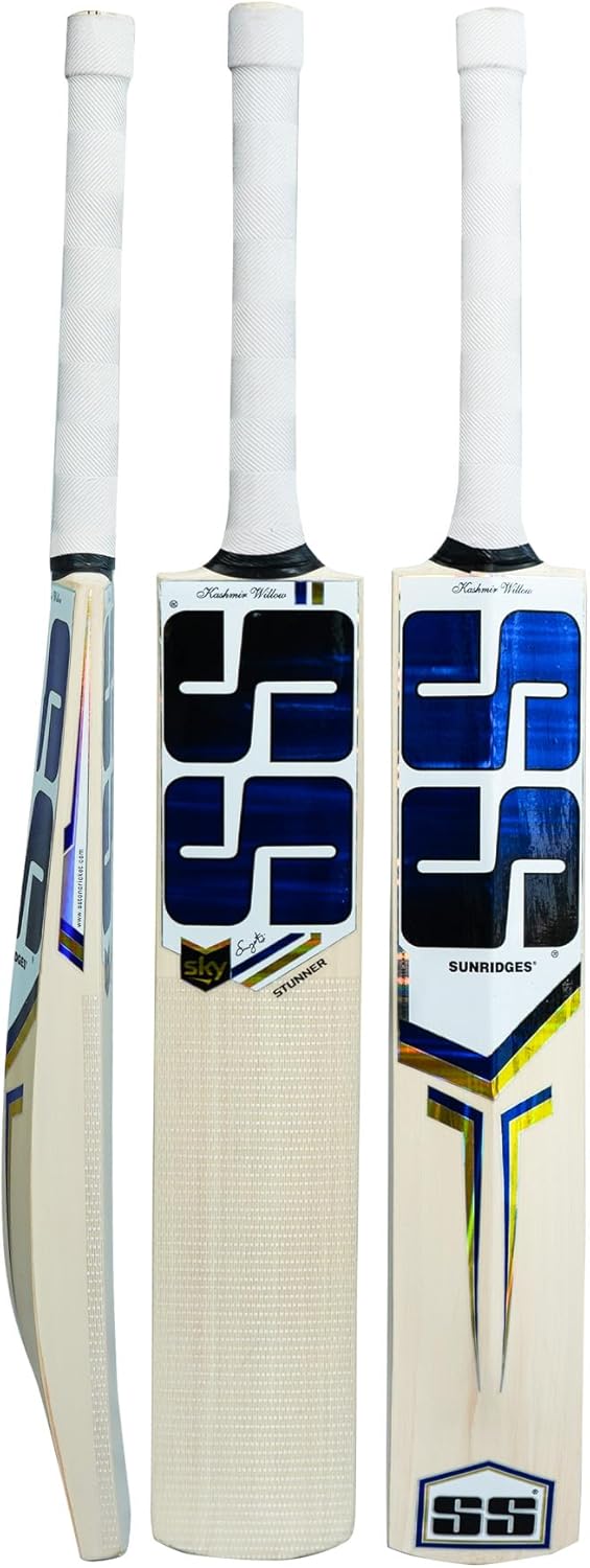 SS Sky Stunner Premium Kashmir Willow Cricket Bat - Adult Short Handle with Cover for Power Hits