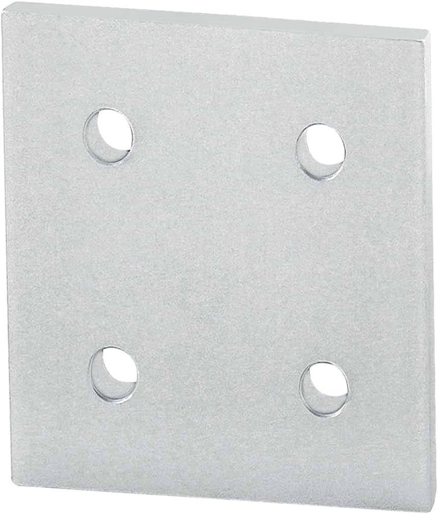 8020, 4367, 15 Series, Aluminum 4 Hole Flat Square Plate Bracket Straight Mounting Connector Bracket for 80/20 T Slot Extruded Aluminum Extrusion (Clear Anodize, 1)