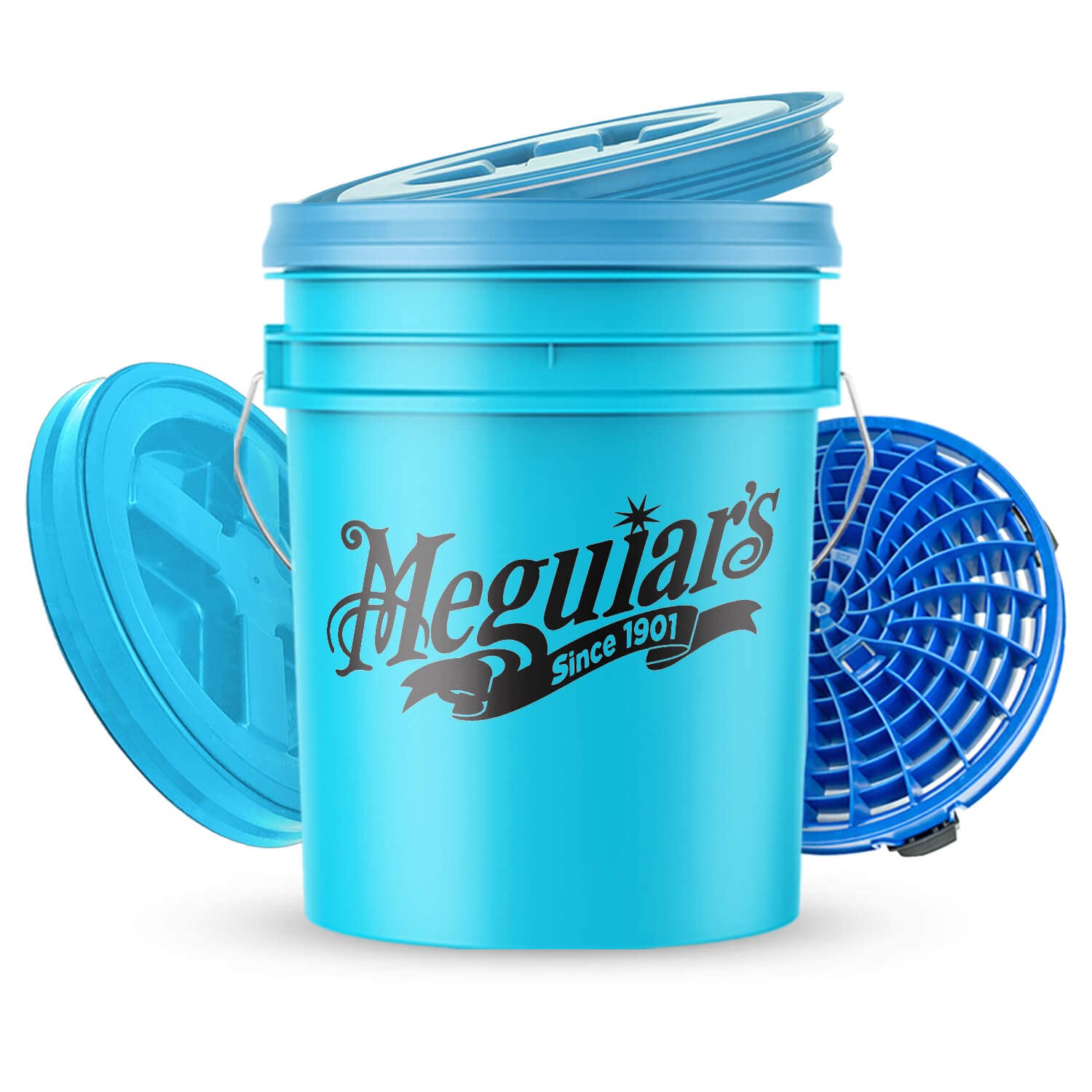 Meguiar's Hybrid Ceramic Wascheimerset: Blauer Eimer + The Detail Guardz Dirt Lock Schmutzsieb + MaxShine Cross Bucket Wascheimerdeckel